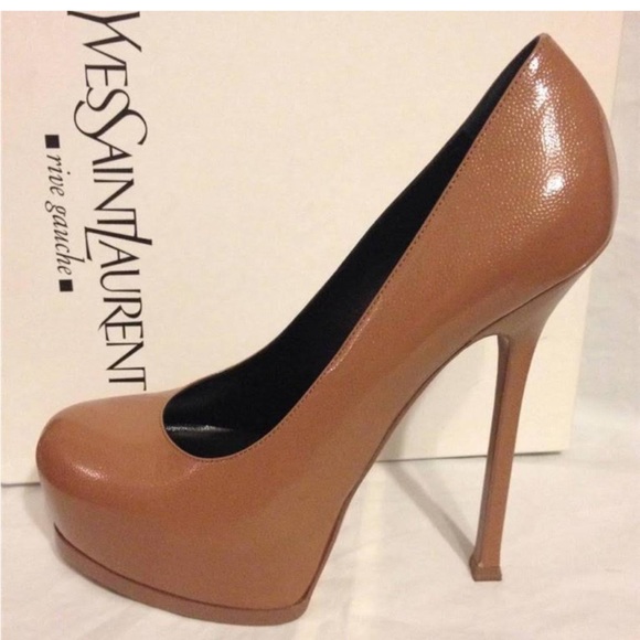 YSL TRIBTOO iconic platform heels pumps tan color - Picture 4 of 12